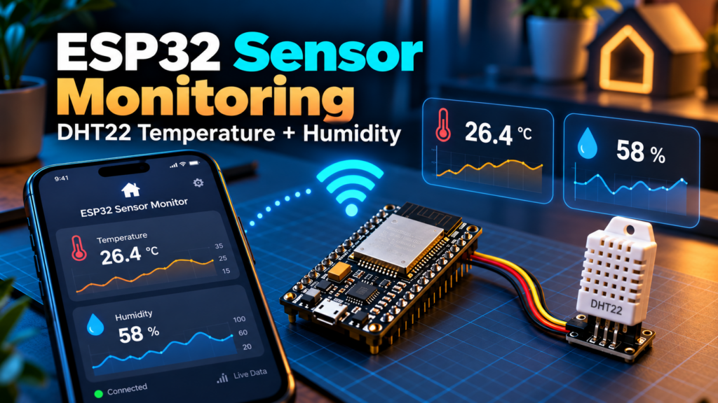 ESP32 DHT22 temperature and humidity monitoring